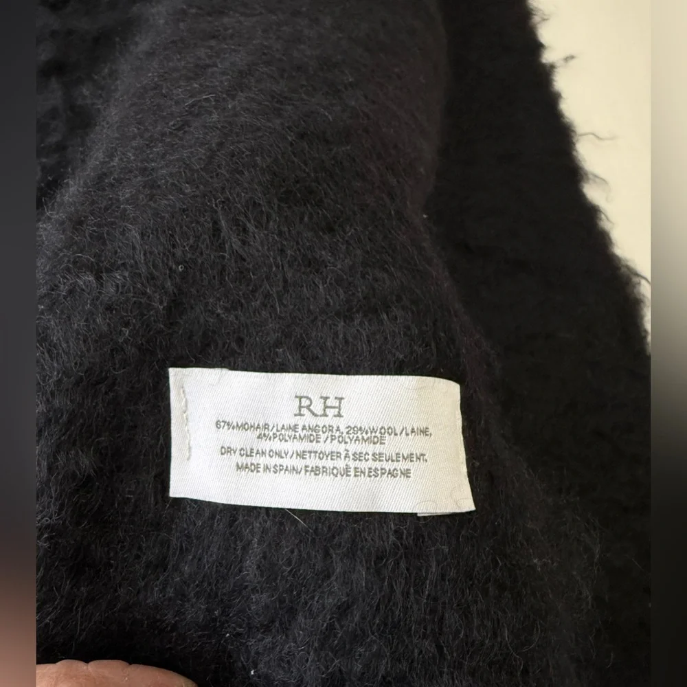 Restoration Hardware | Black Fringed Luxe Mohair Angora Wool Throw Spain 54x65”